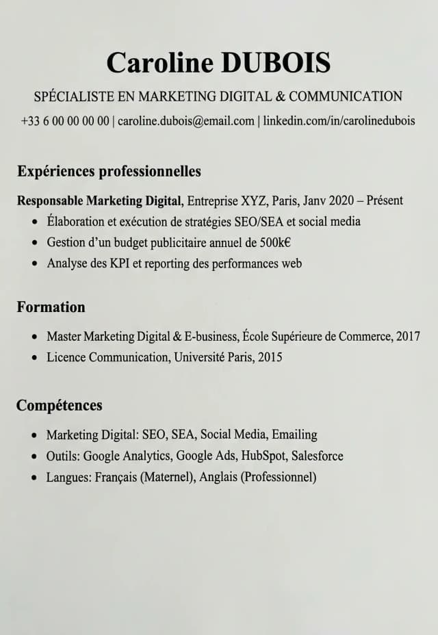 CV ATS optimisé