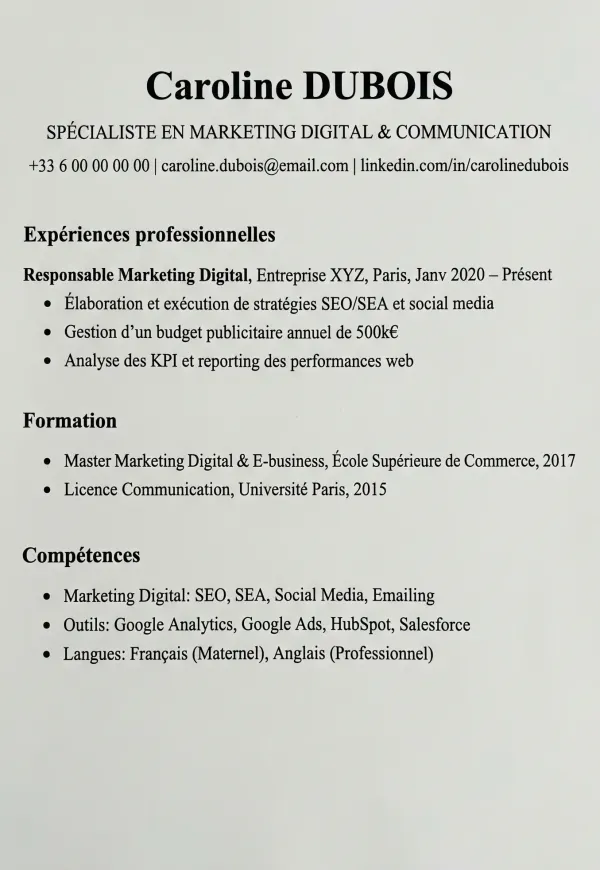 CV ATS optimisé